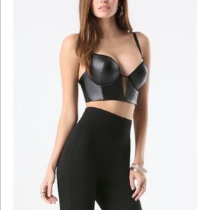 Bebe faux leather black crop top / bra top